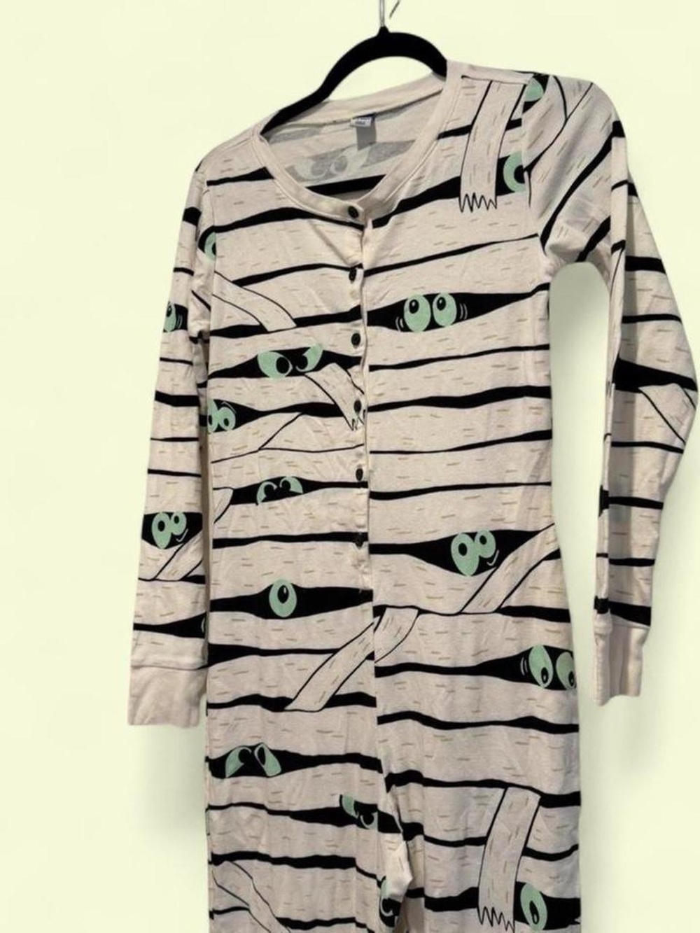 Old Navy Adult Mummy Stripe One-Piece Pajamas Glow in the Dark Small - Picture 2 of 4